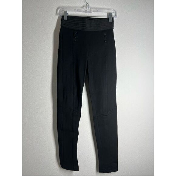 Zara Basic womens pull on high waist black skinny pants button accent Size S - Picture 2 of 11